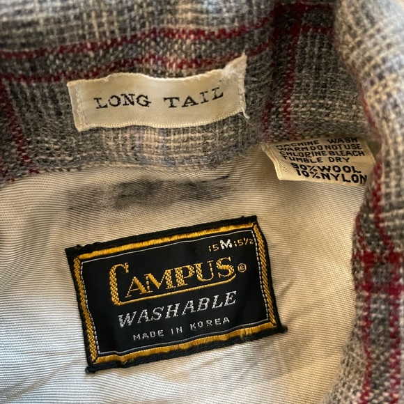 Campus Vintage 1950’s Heather Check Patch Pocket Wool Sport Shirt Size M - Picture 4 of 5